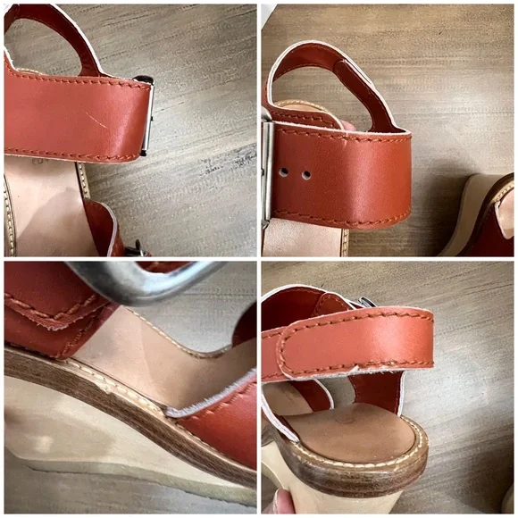 Chloe Wood Heel Wedge Sandals 38.5 - Picture 8 of 11